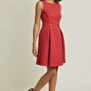 ModCloth So Sixties Fit & Flare Dress Scarlet Red Women’s Size Large Retro NWOT